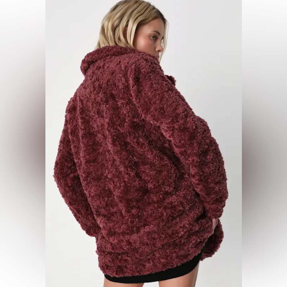 Lulus Plum Purple Teddy Coat - XL - Picture 4 of 11